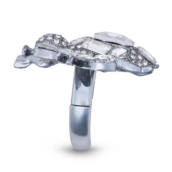 Simply Vera Vera Wang Silver Crystal Stretch Bee Ring - Picture 2 of 2